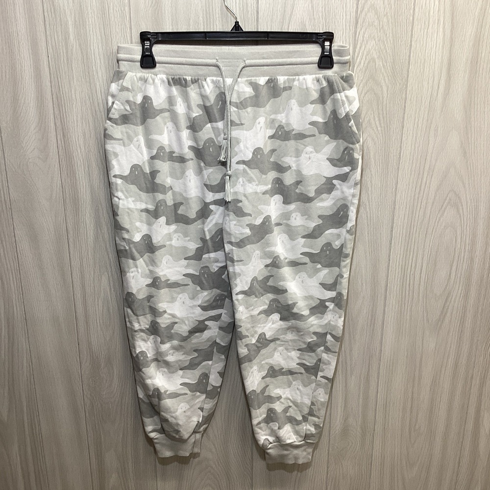 MOSHIKA FINE Women's (Size XL) Camo Jogger Pants Elastic Waist Pockets Gray